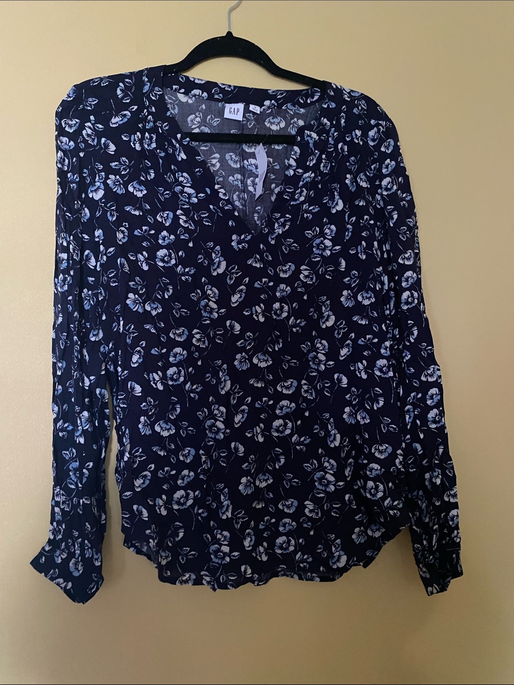 GAP Factory Navy Blue Floral V-Neck Blouse
